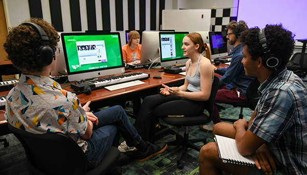 Students seated in a computer lab