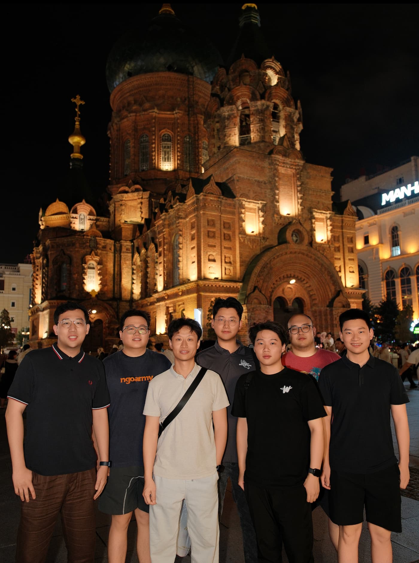 Members of the UNT Saxophone Studio pose in Harbin, China at the World Saxophone Congress