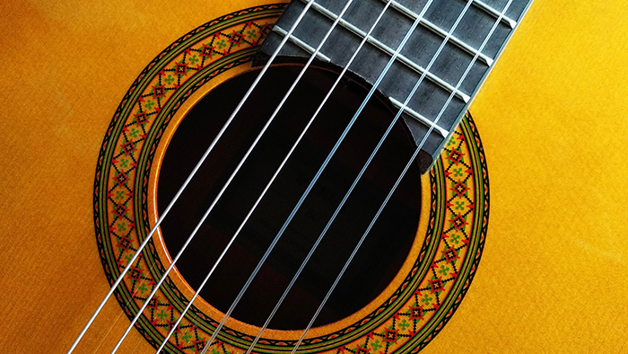 Close-up image of a guitar